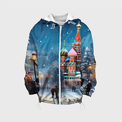 Куртка с капюшоном детская Новогодняя Москва, цвет: 3D-белый