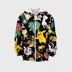 Куртка с капюшоном детская Пикачу и другие покемоны, цвет: 3D-белый