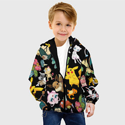 Куртка с капюшоном детская Пикачу и другие покемоны, цвет: 3D-черный — фото 2