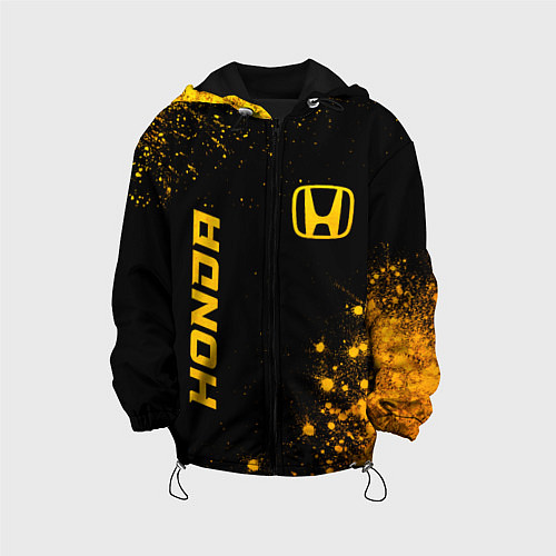 Детская куртка Honda - gold gradient: надпись, символ / 3D-Черный – фото 1
