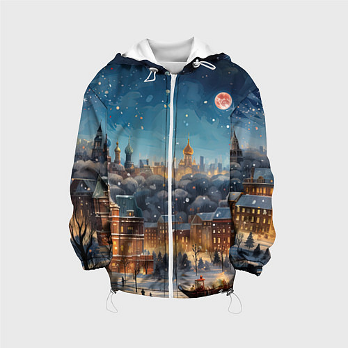 Детская куртка Ночной новогодний город / 3D-Белый – фото 1
