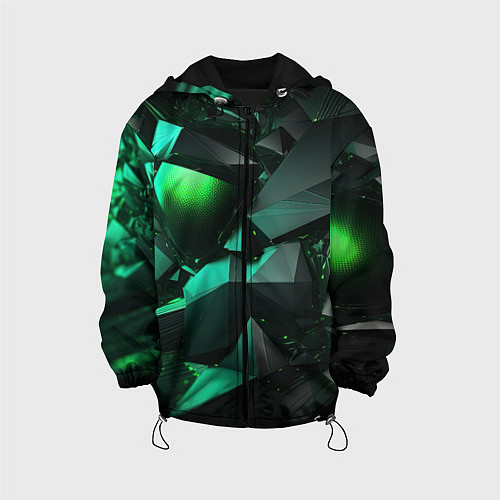 Детская куртка Зеленые абстрактные объекты / 3D-Черный – фото 1