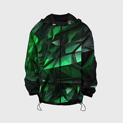 Куртка с капюшоном детская Green abstract, цвет: 3D-черный