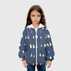 Куртка с капюшоном детская Забавное семейство пингвинов, цвет: 3D-белый — фото 2