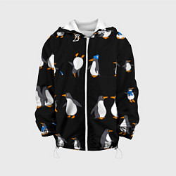 Куртка с капюшоном детская Веселая семья пингвинов, цвет: 3D-белый