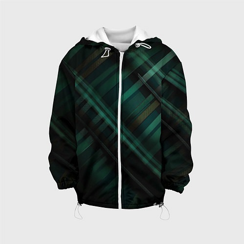 Детская куртка Тёмно-зелёная шотландская клетка / 3D-Белый – фото 1