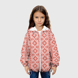 Куртка с капюшоном детская Сварожич - славянский орнамент, цвет: 3D-белый — фото 2