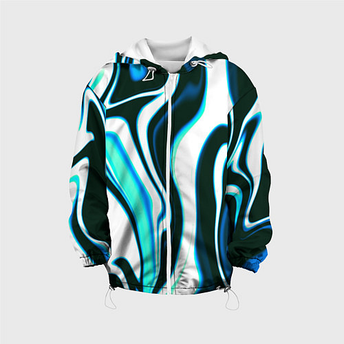 Детская куртка Абстракция искажение белое с зелёным / 3D-Белый – фото 1