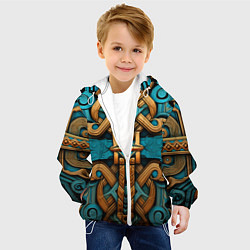 Куртка с капюшоном детская Орнамент в норвежском стиле, цвет: 3D-белый — фото 2