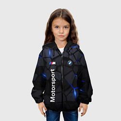 Куртка с капюшоном детская BMW Motorsport - плиты с эффектом свечения, цвет: 3D-черный — фото 2