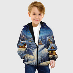 Куртка с капюшоном детская Деревня новогодняя, цвет: 3D-черный — фото 2