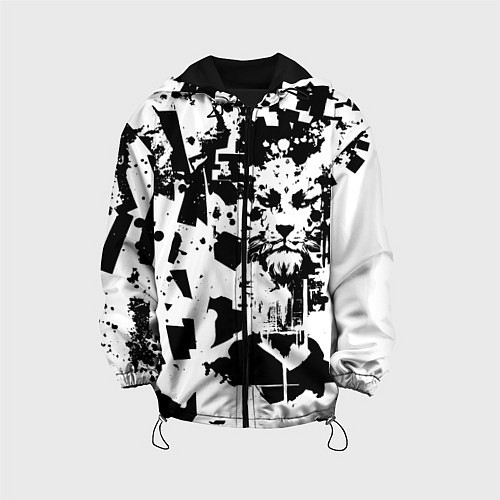 Детская куртка Морда льва - абстракция / 3D-Черный – фото 1