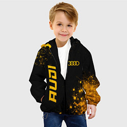 Куртка с капюшоном детская Audi - gold gradient вертикально, цвет: 3D-черный — фото 2