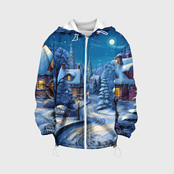 Куртка с капюшоном детская Зимнее предновогоднее настроение, цвет: 3D-белый