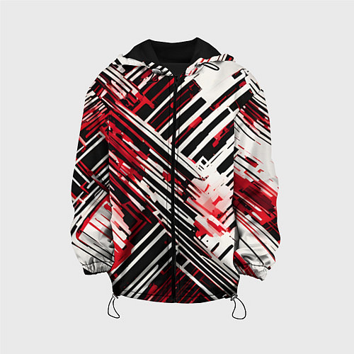Детская куртка Киберпанк линии белые и красные / 3D-Черный – фото 1