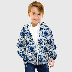 Куртка с капюшоном детская Гжель узор паттерн, цвет: 3D-белый — фото 2