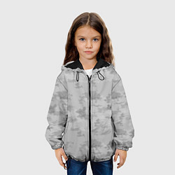 Куртка с капюшоном детская Светло-серый пятнистый паттерн, цвет: 3D-черный — фото 2