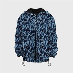 Куртка с капюшоном детская Размытый пятнистый синий, цвет: 3D-черный