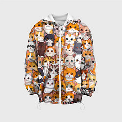 Куртка с капюшоном детская Очень много котиков, цвет: 3D-белый