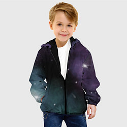 Куртка с капюшоном детская Космос и звезды на темном фоне, цвет: 3D-черный — фото 2