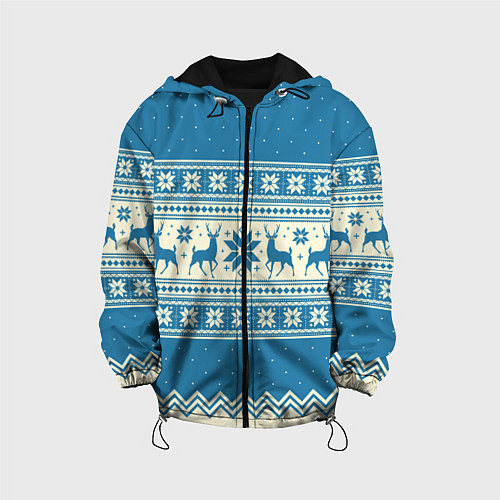 Детская куртка Sweater with deer on a blue background / 3D-Черный – фото 1