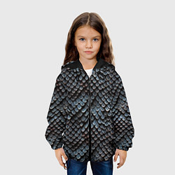 Куртка с капюшоном детская Паттерн чешуя дракона, цвет: 3D-черный — фото 2