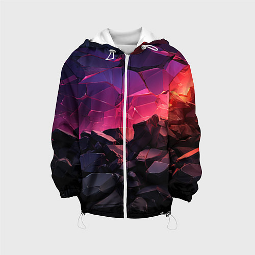 Детская куртка Темные фиолетовые камни текстура / 3D-Белый – фото 1