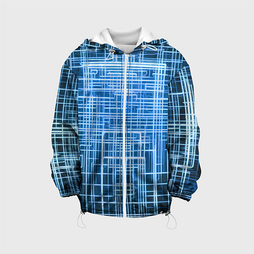 Детская куртка Синие неоновые полосы киберпанк / 3D-Белый – фото 1