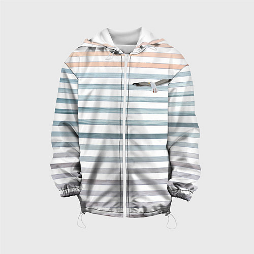 Детская куртка Море скрытое в полосках тельняшки чайка / 3D-Белый – фото 1