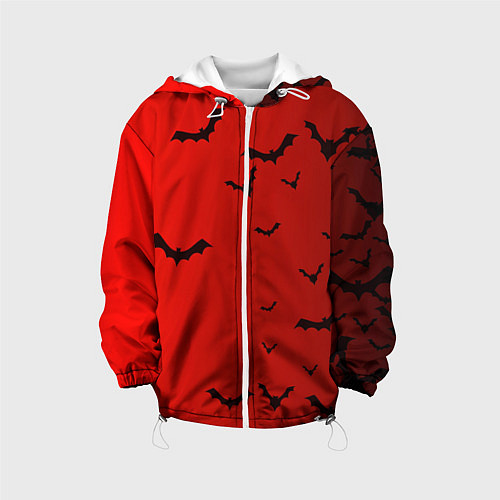Детская куртка Летучие мыши на красном фоне / 3D-Белый – фото 1