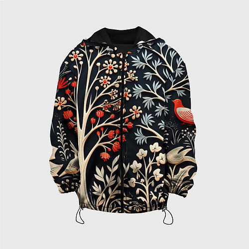 Детская куртка Новогодние узоры и деревья / 3D-Черный – фото 1