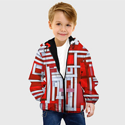 Куртка с капюшоном детская Полосы на красном фоне, цвет: 3D-черный — фото 2