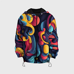 Куртка с капюшоном детская Цветной хаос, цвет: 3D-черный