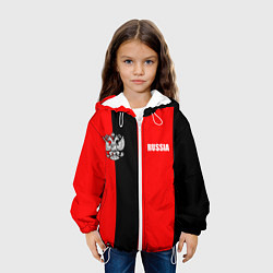 Куртка с капюшоном детская Красный и черный - герб РФ, цвет: 3D-белый — фото 2