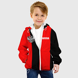 Куртка с капюшоном детская Красный и черный - герб РФ, цвет: 3D-белый — фото 2