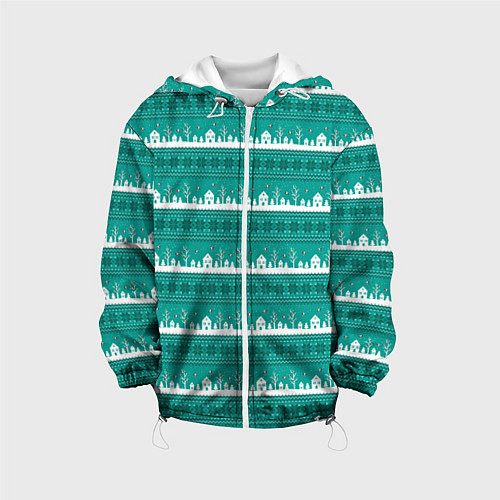Детская куртка Зеленый зимний пейзаж / 3D-Белый – фото 1