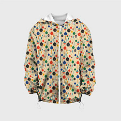 Куртка с капюшоном детская Разноцветные ёлочные игрушки, цвет: 3D-белый