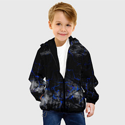Куртка с капюшоном детская Синие трещины, цвет: 3D-черный — фото 2