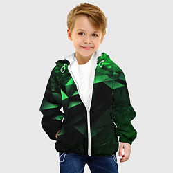 Куртка с капюшоном детская Видение зеленого в абстракции, цвет: 3D-белый — фото 2