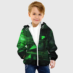 Куртка с капюшоном детская Преобразования зеленого в абстракции, цвет: 3D-белый — фото 2
