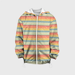 Куртка с капюшоном детская Ретро полоска, цвет: 3D-белый