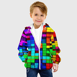 Куртка с капюшоном детская Радужный кубизм, цвет: 3D-белый — фото 2