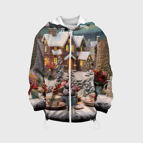 Детская куртка Объемные новогодние домики / 3D-Белый – фото 1