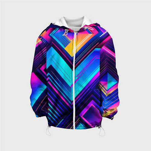 Детская куртка Геометрическая неоновая абстракция / 3D-Белый – фото 1