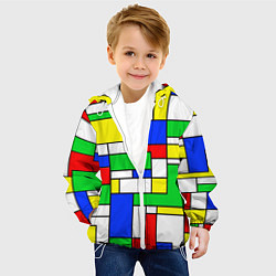 Куртка с капюшоном детская Геометрический жёлто-сине-красный, цвет: 3D-белый — фото 2