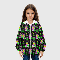 Куртка с капюшоном детская Цветные инопланетные существа, цвет: 3D-белый — фото 2