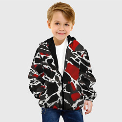 Куртка с капюшоном детская Кляксы чёрные и красные, цвет: 3D-черный — фото 2