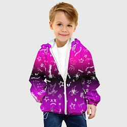 Куртка с капюшоном детская Тату Лил Пипа на фиолетовом, цвет: 3D-белый — фото 2