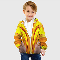 Куртка с капюшоном детская Вытянутые желтые полосы, цвет: 3D-белый — фото 2