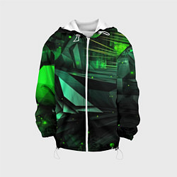 Куртка с капюшоном детская Мир абстрактной зелени, цвет: 3D-белый